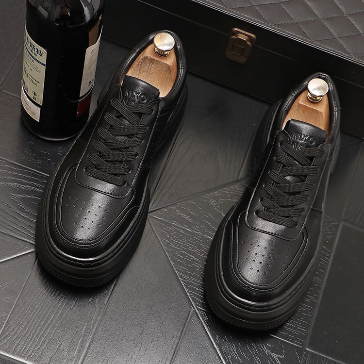 Mr Ozera - Platform Plain Lace Up Sneakers