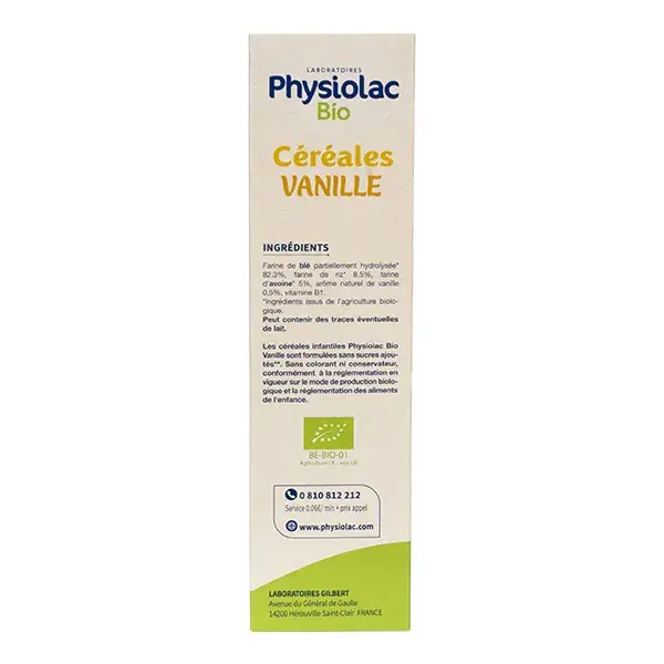 Cereal de baunilha orgânico Physiolac +6 meses 200g