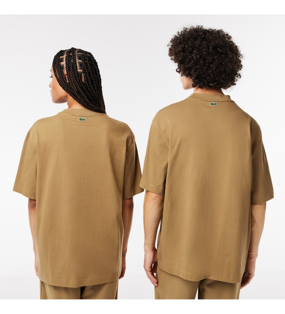 Camiseta Lacoste com logo marrom