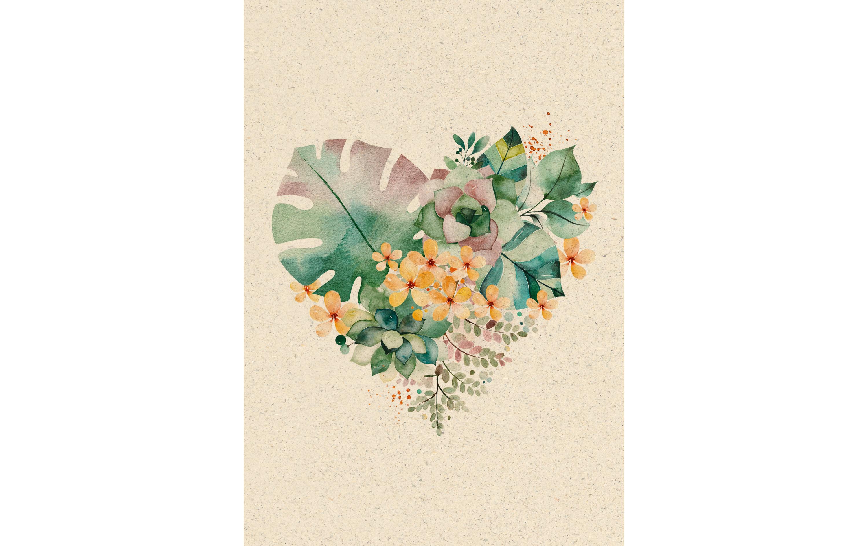 Motivkarte Blumenherz 17.5 x 12.2 cmGraspapierkarte