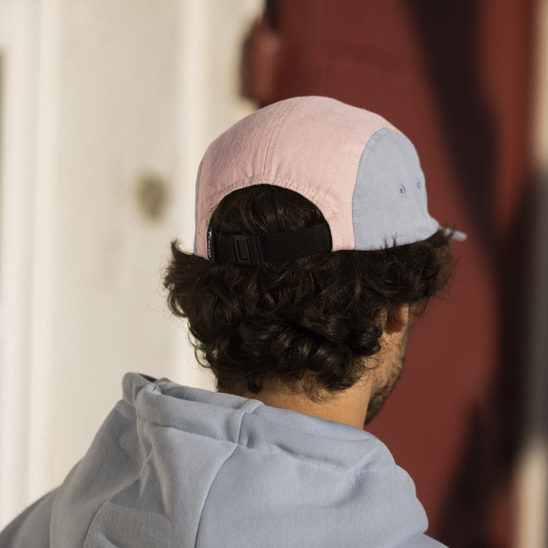 Casquette bleue & rose pâle coton - modèle 5 panel cap