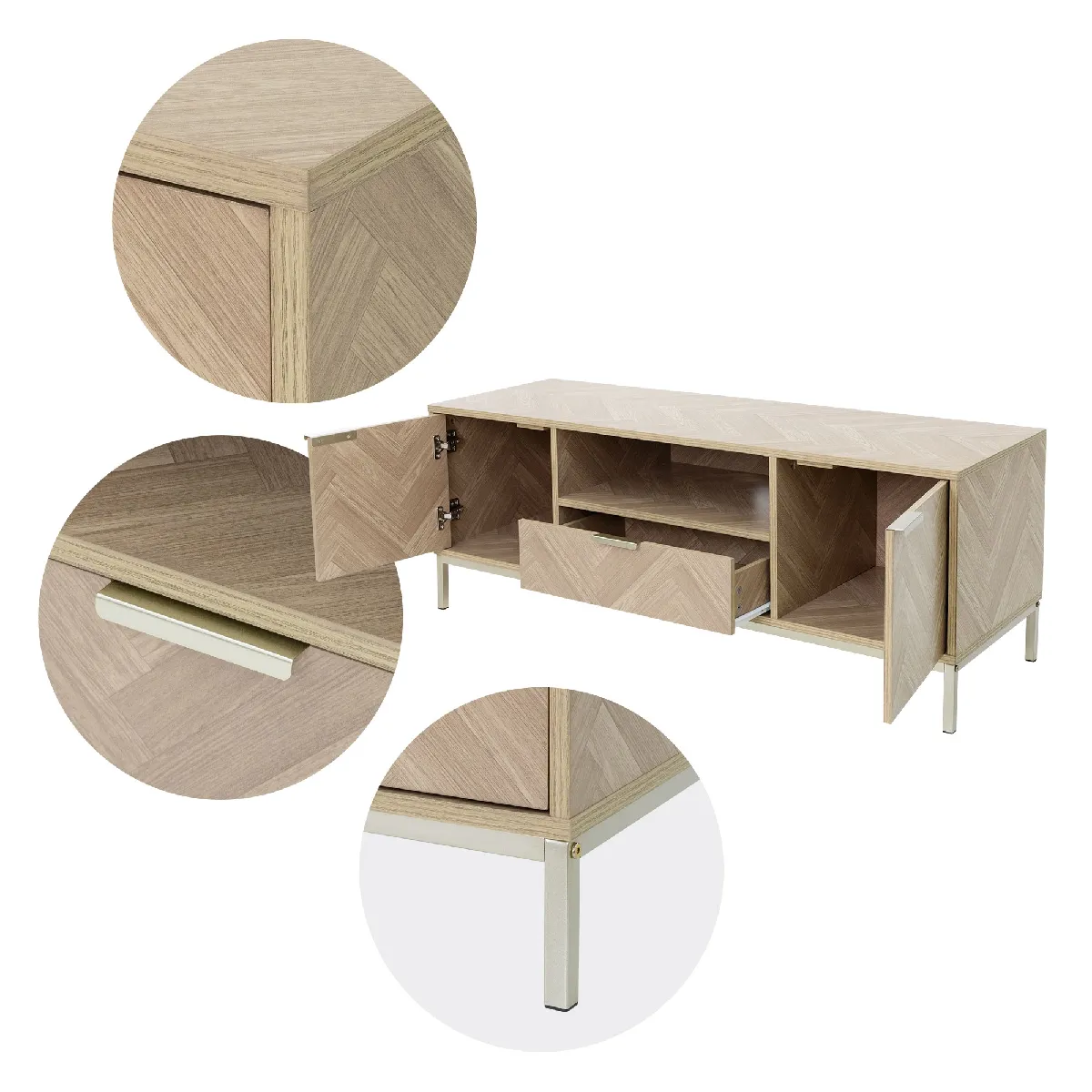 ML DESIGN MODERN LIVING ML design Chevrons Meuble TV Marron