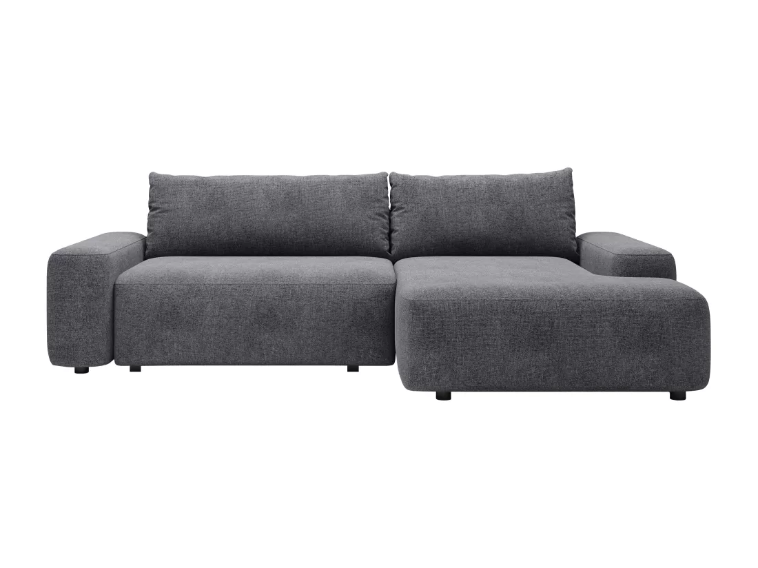 Canapé d'angle droit convertible en tissu texturé gris DAVISO