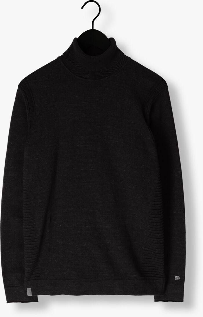 CAST IRON zwarte cast iron coltrui turtleneck cotton heather plated