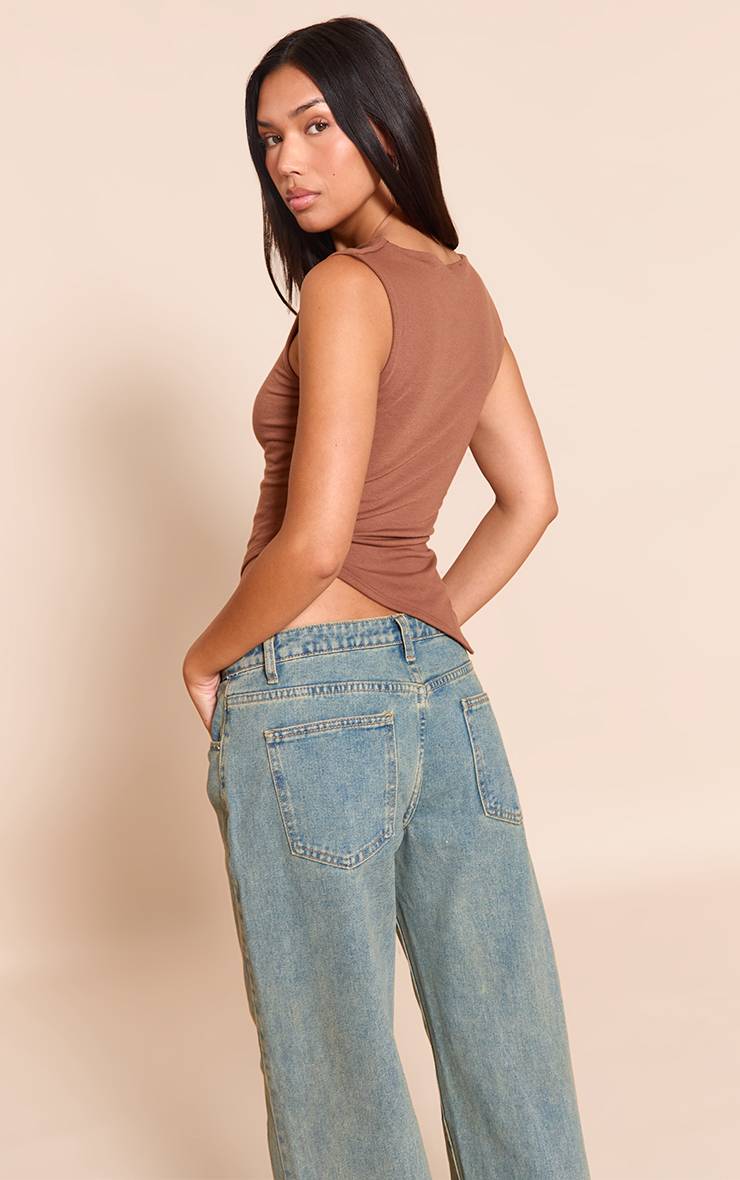 Chocolat Top Asymétrique En Jersey Moulant À Encolure Bateau