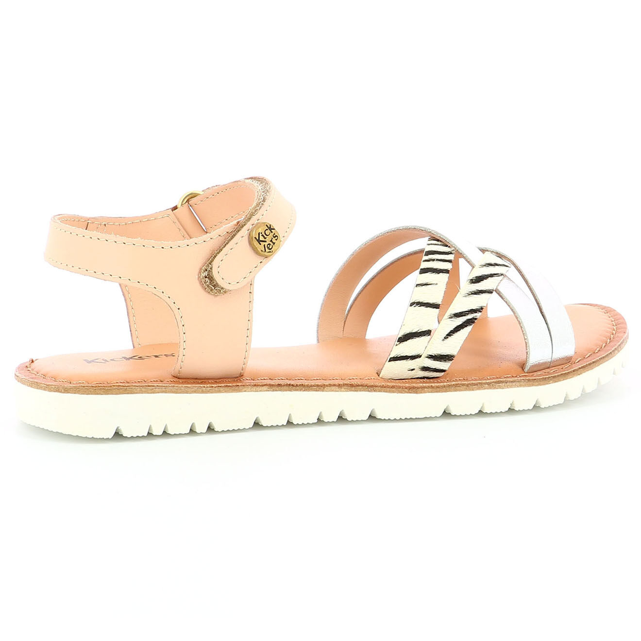 Kickers Sandales en Cuir Betternew zèbre argentées