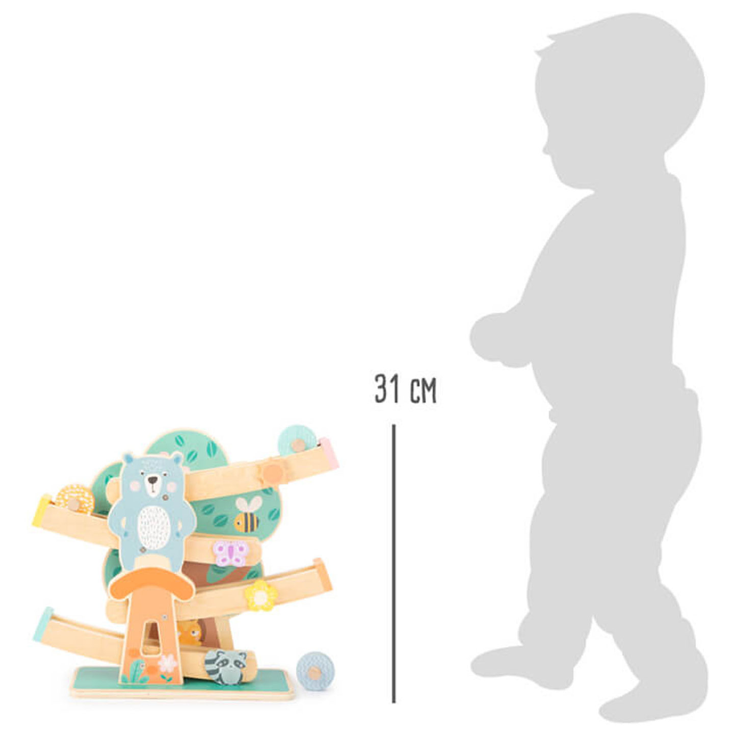 Small Foot-Houten Knikkerbaan Dieren Pastel