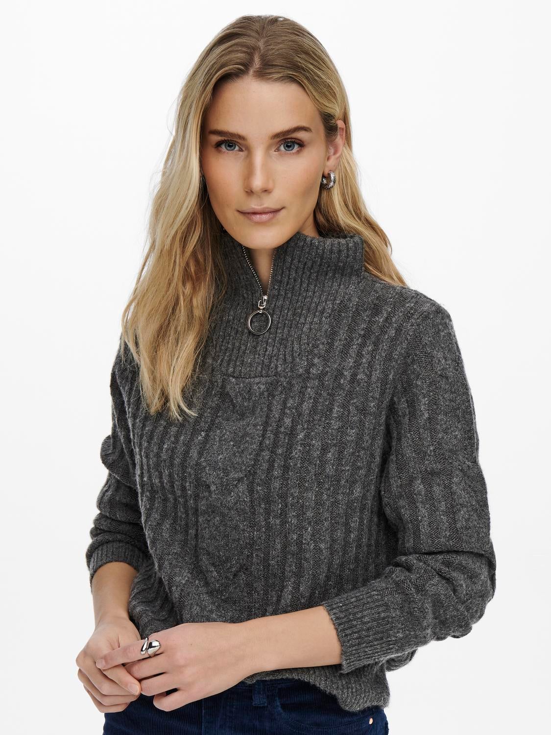 JDYANDREA Strickpullover Dark Grey Melange