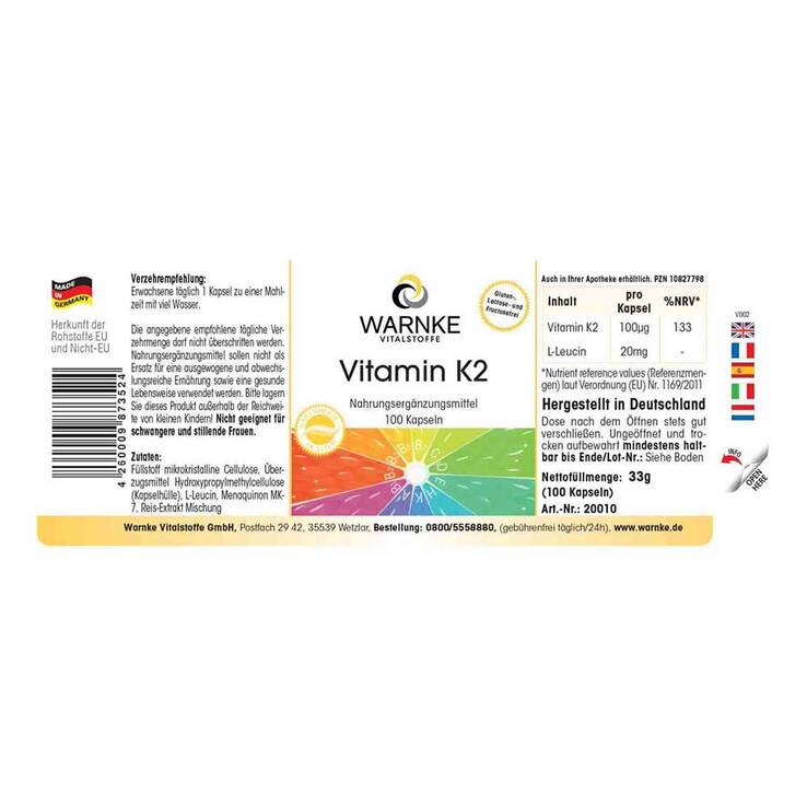 Vitamin K2, 100 St