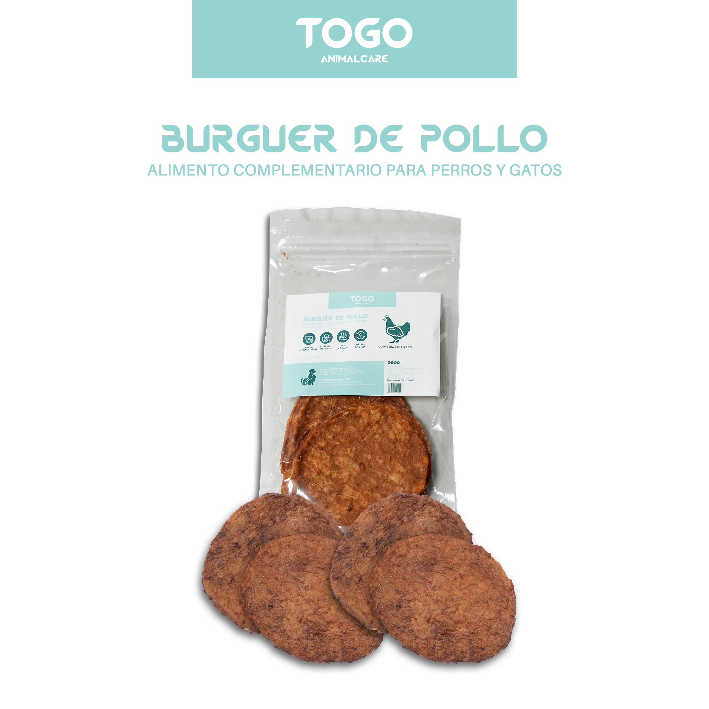 Hambúrguer de Frango Togo Animal Care | Petiscos Naturais