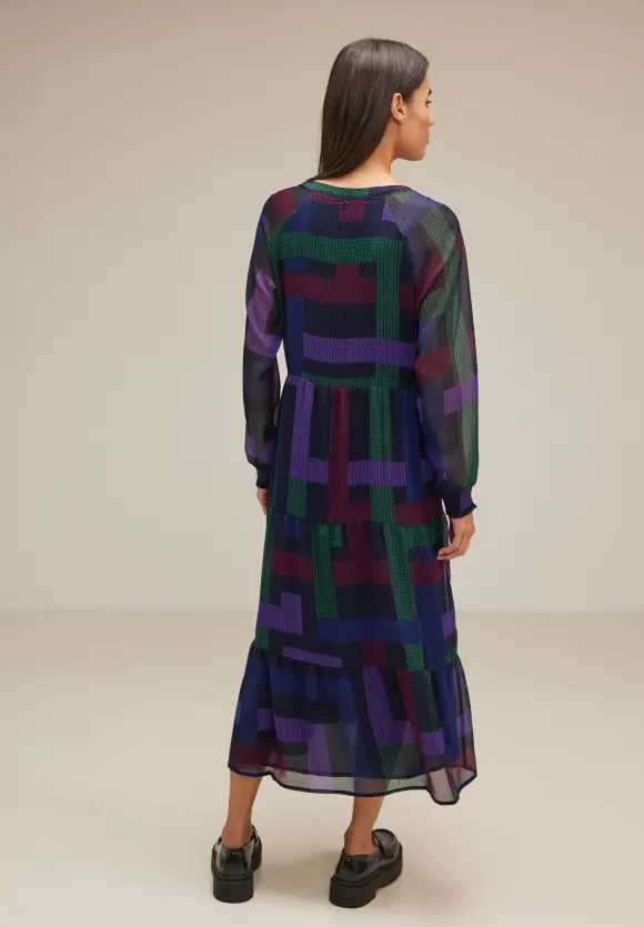 Chiffon Tunikakleid - deep blue