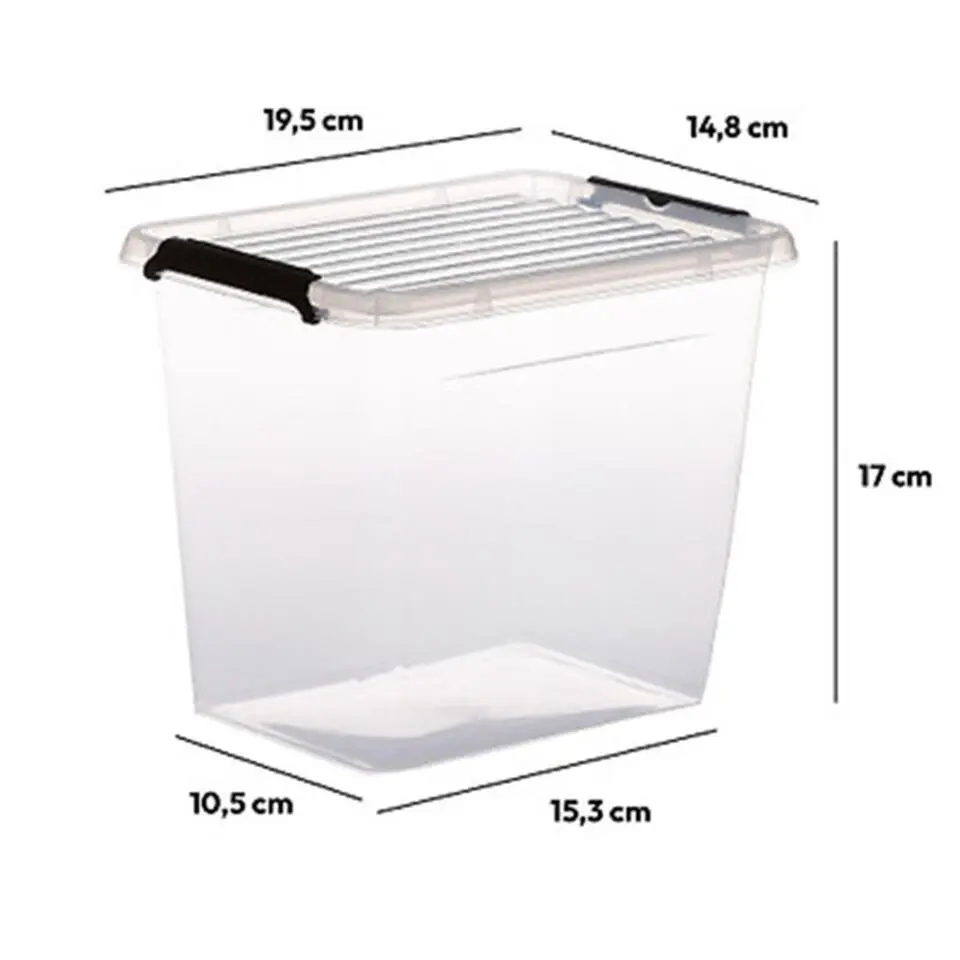 5Five Opbergkist met deksel - Clip Box - 3L - 19x15x17 cm