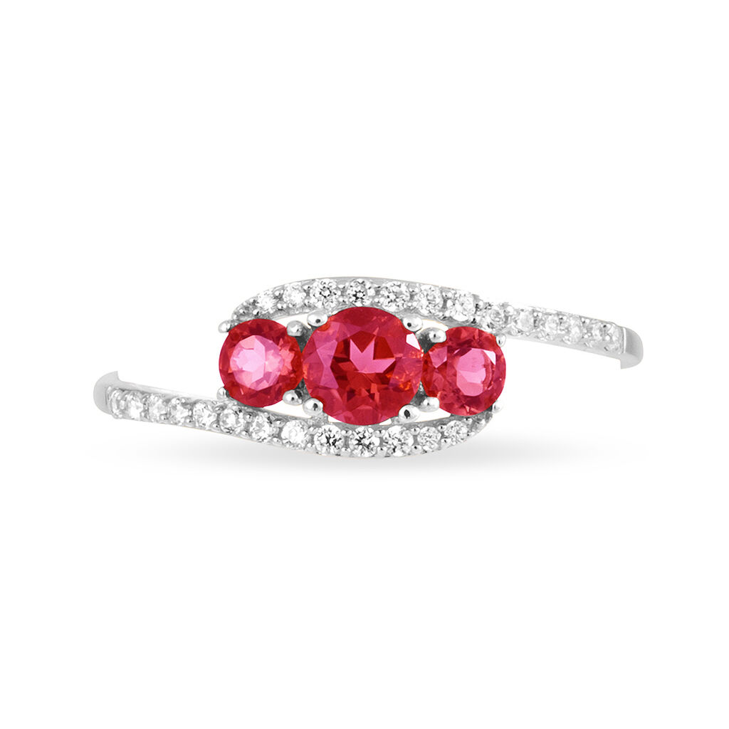 Bague Chloe Or Blanc Rubis Et Diamant