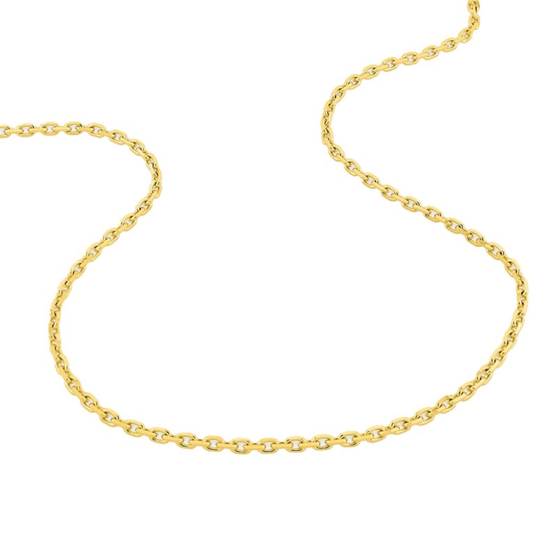 Chaîne mixte 40 cm - Maille Forçat diamanté - Or 18 Carats - Largeur 2.25 mm