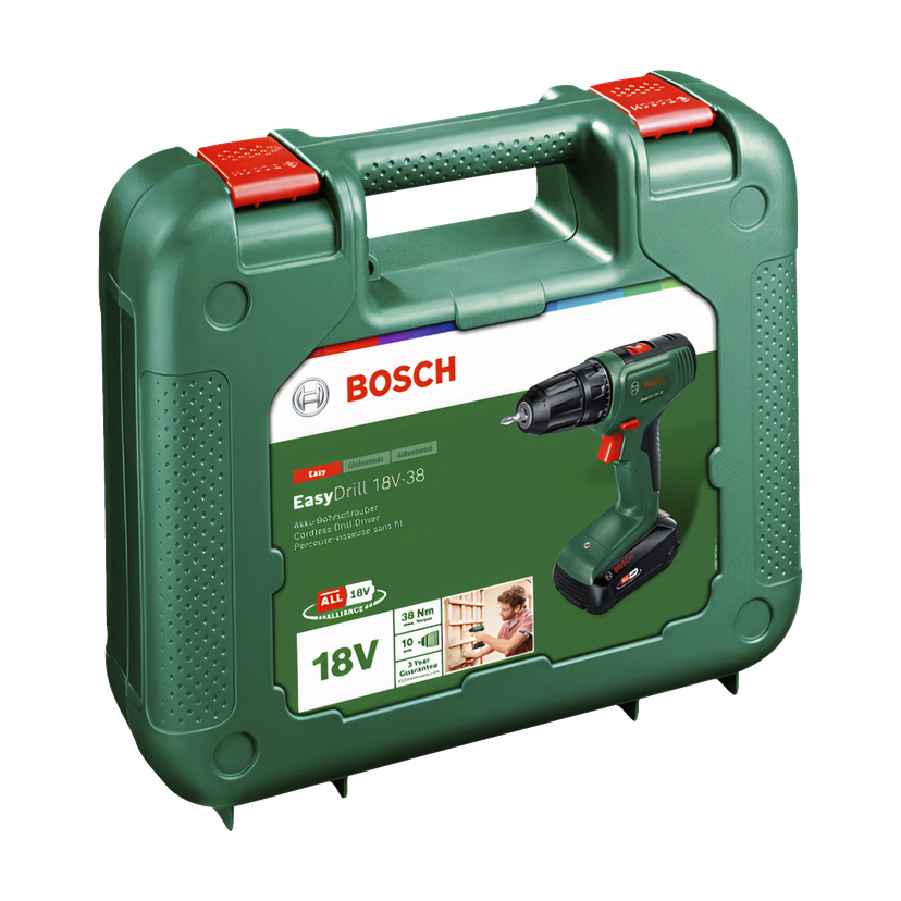 Drill med batteri og lader 38 Nm 18 V 2,0 Ah