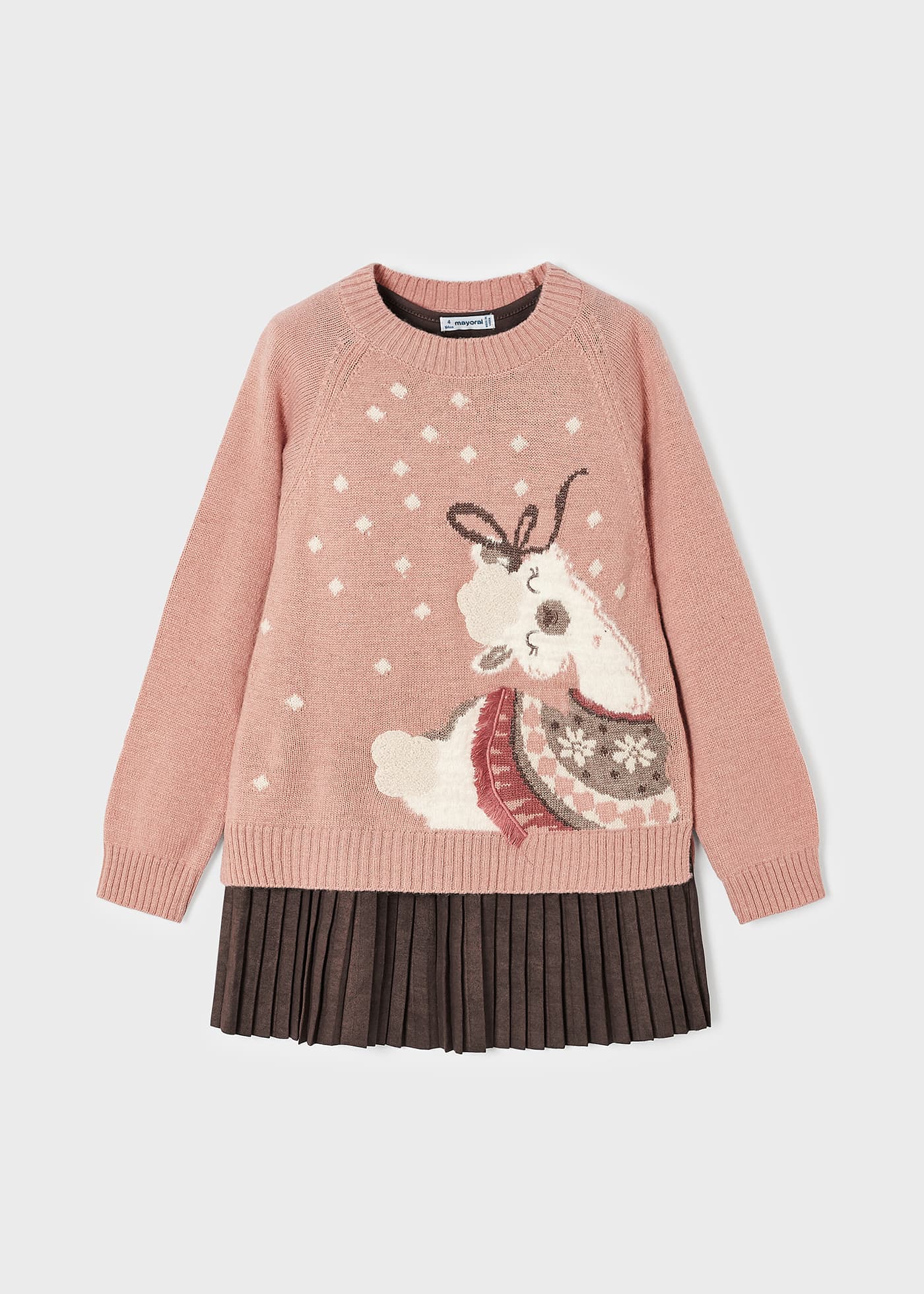 Vestido infantil com suéter em intársia