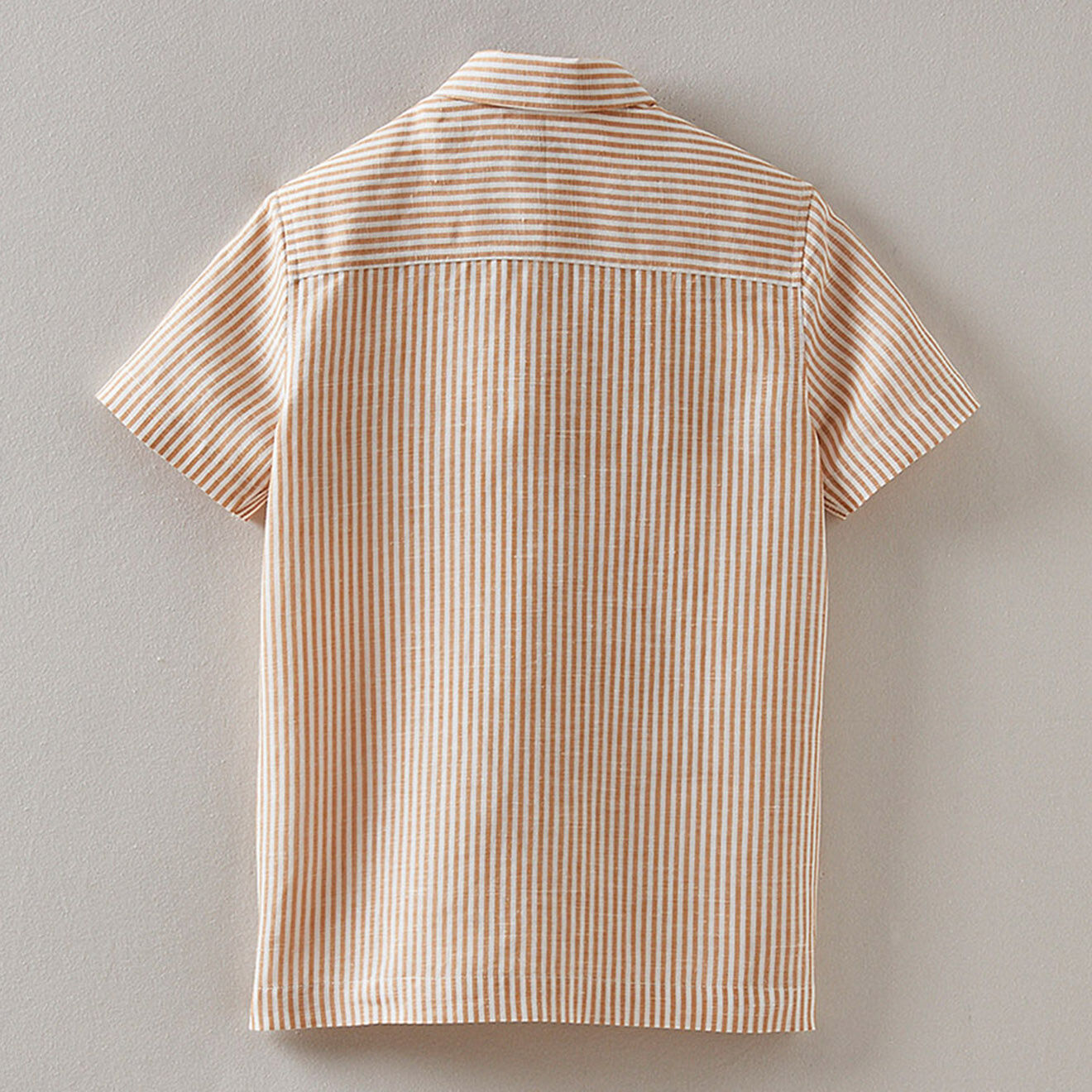Cyrillus Chemise en Coton & Lin rayée orange