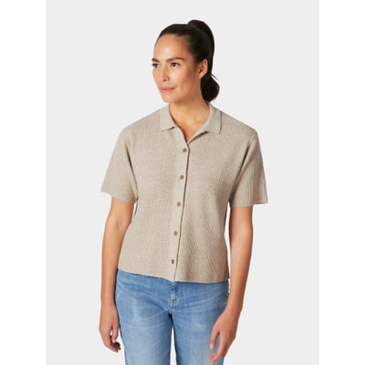 Damen-Strickpolo geknöpft, Natur