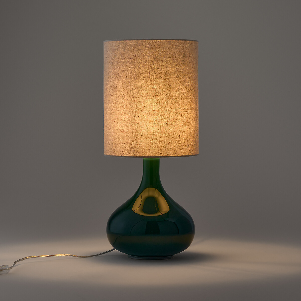 LA REDOUTE INTERIEURS<br>Candeeiro de mesa em vidro e linho, Juna