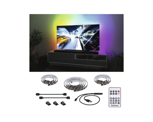 EntertainLED USB LED-strip TV-verlichting 65 inch 2,4 m 4W 144 LED's RGB-kleurverandering + geheugenfunctie + afstandsbediening