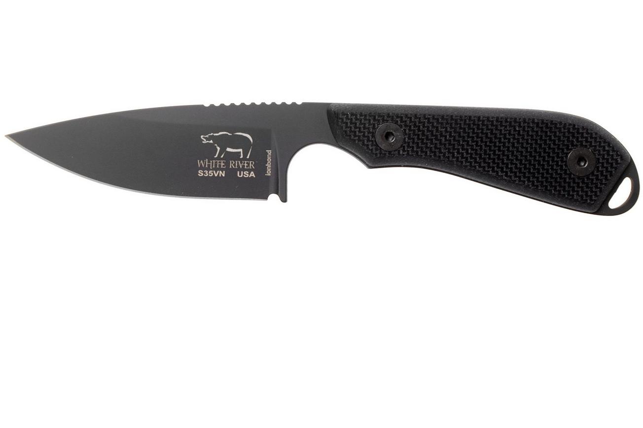 White River Knives M1 Backpacker Pro Black G10, Black Ionbond vaststaand mes, Kydex schede