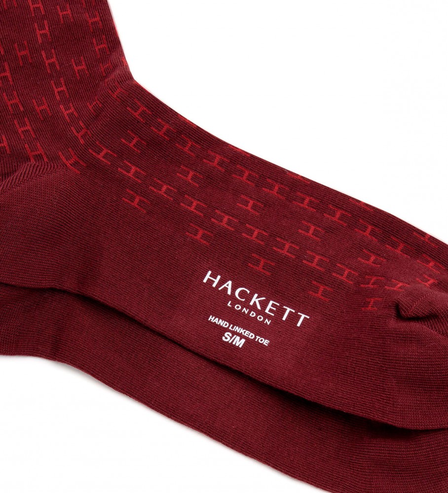 Meias Hackett H Print, cor bordô