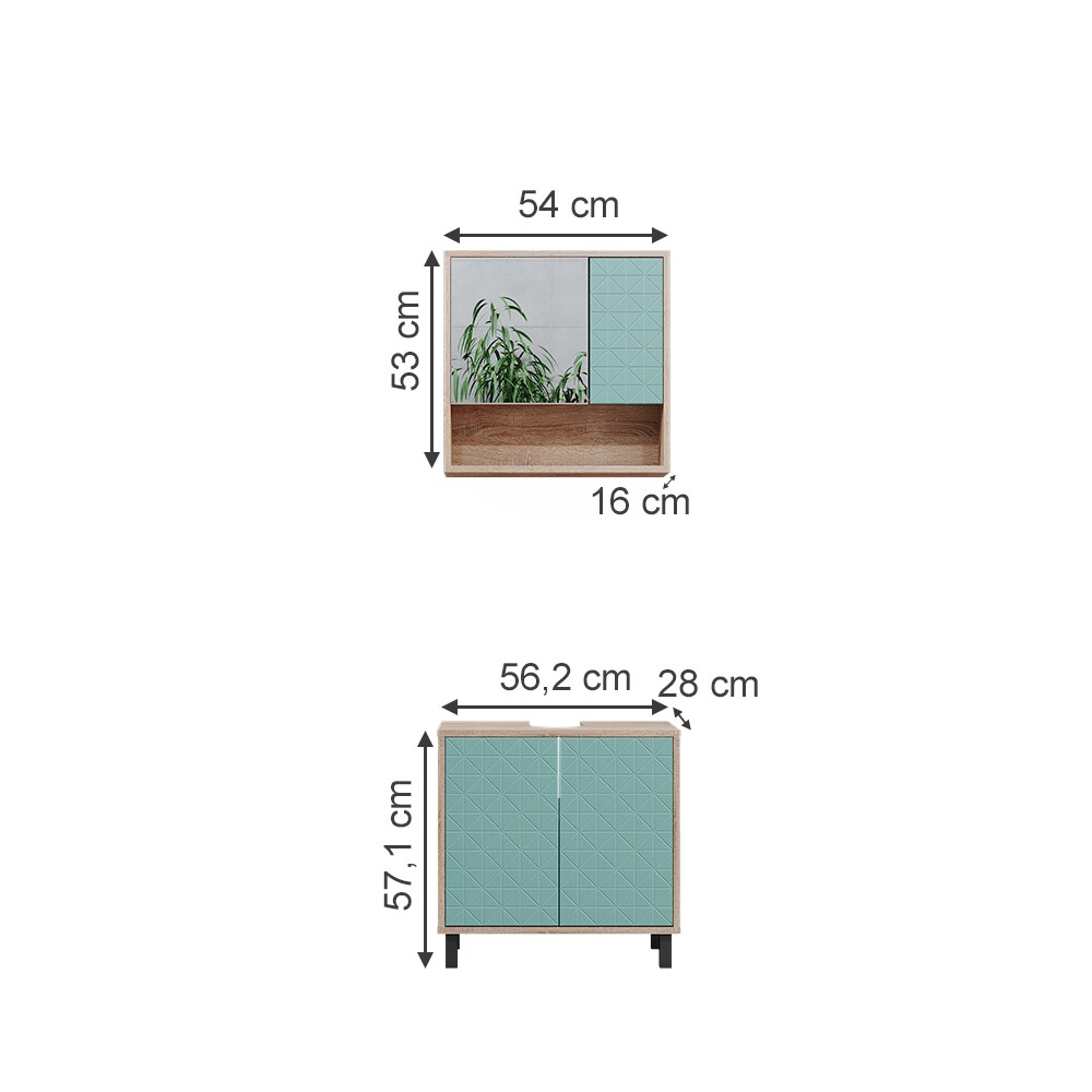 Vicco Badmöbel-Set Agasta sonoma, Badezimmerschränke 3D Optik