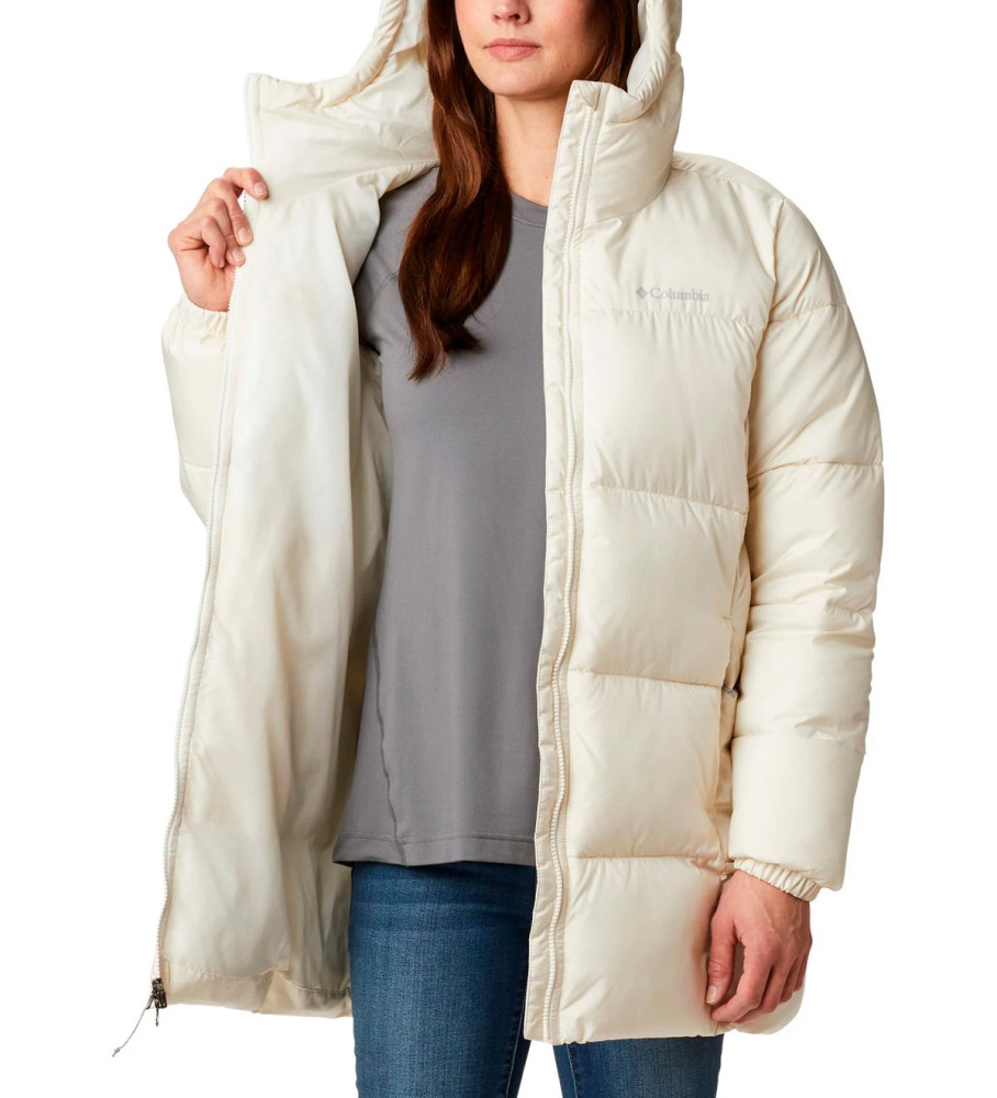 Jaqueta Columbia Puffect Mid-Length com Capuz, Off-White