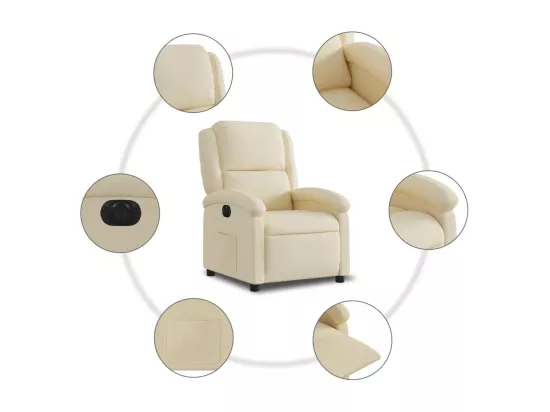 Fauteuil inclinable électrique Crème Tissu