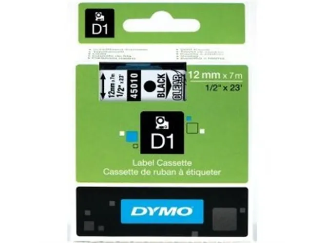 Labeltape DYMO® D1 sort på hvid 12mm x 7m