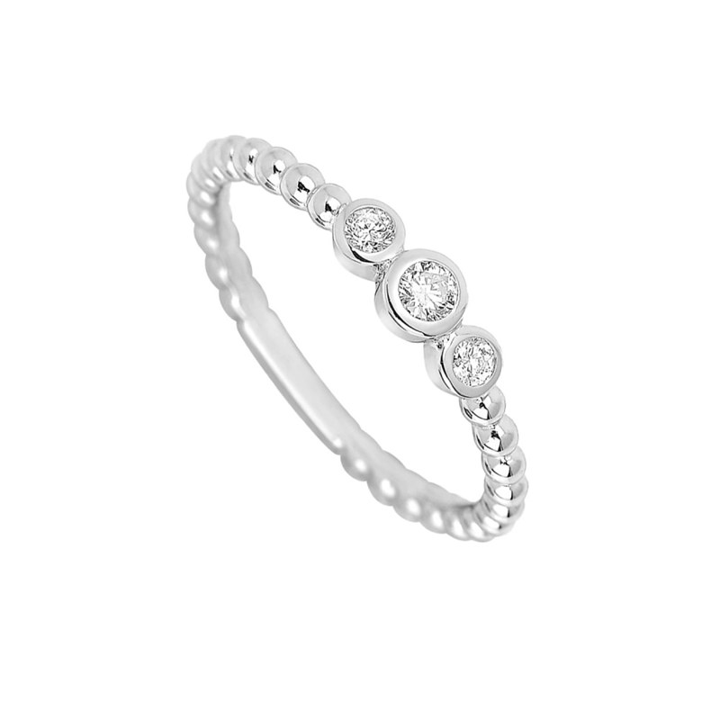 Bague Femme - Or 18 Carats - Diamant 0,15 Carats