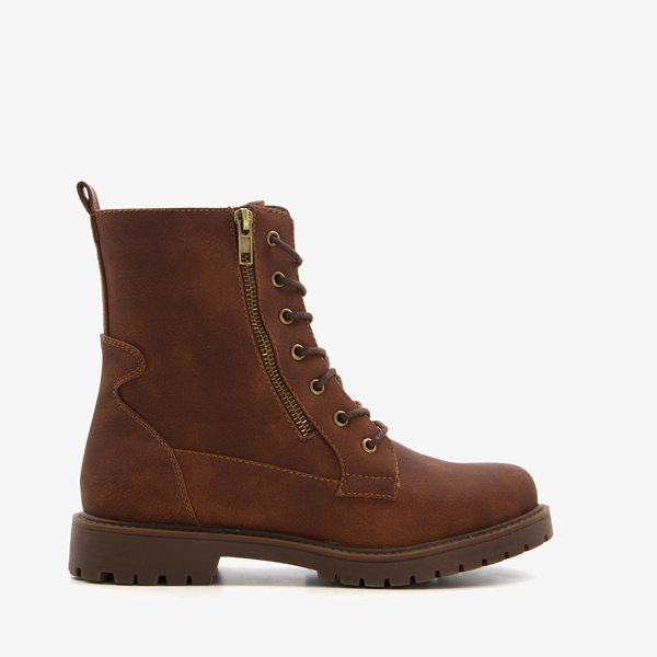 Blue Box dames veterboots cognac/bruin