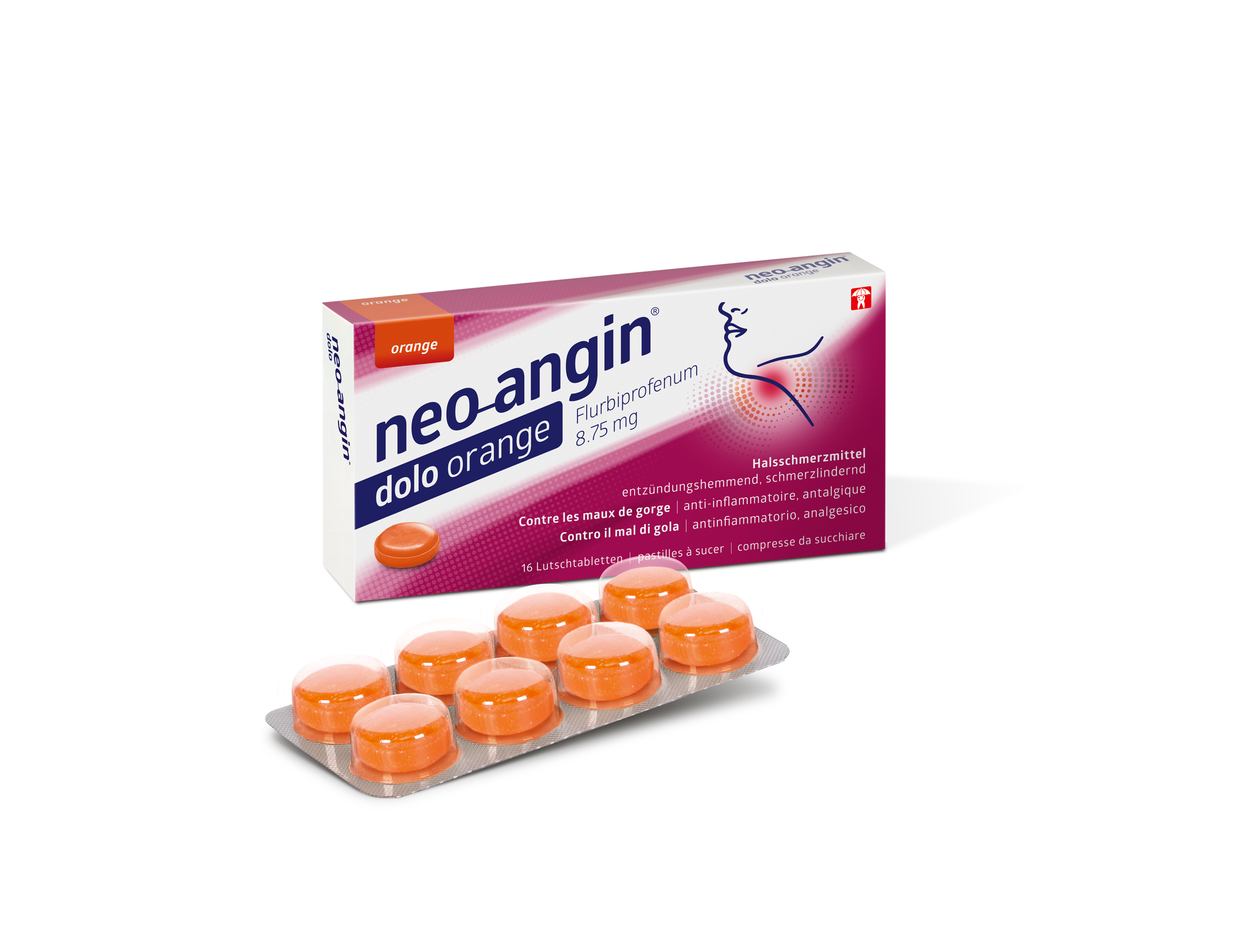 NEO-ANGIN dolo 8.75 mg<br>16 Stück, Blister, Lutschtablette, Orange