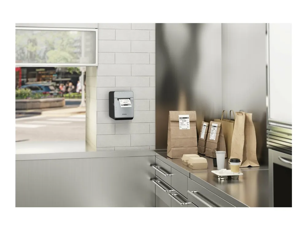 Epson TM L100 (111) - Kvitteringsprinter - termisk linje - Rulle (8 cm) - 203 x 203 dpi - op til 170 mm/sek. - USB 2.0, USB 2.0 vært, Gigabit LAN - sort
