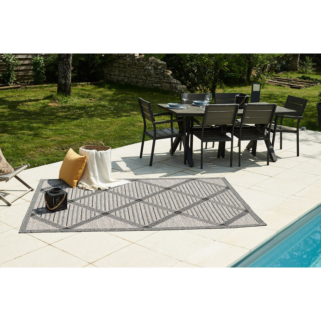 Nazar Rugs Tapis d'extérieur Acapulco 1672 gris  - 120x160 cm