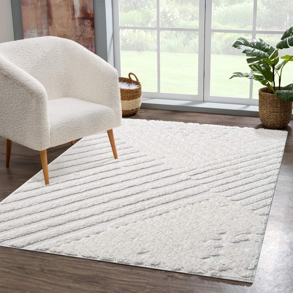Carpet City Hochflor-Teppich »FOCUS749« rechteckig 20 mm Höhe Boho-Teppich, Hochtief-Muster/ 3D-Effekt, für Wohnzimmer, Schlafzimmer