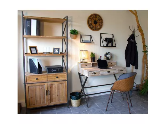Horloge en bois recyclé et métal