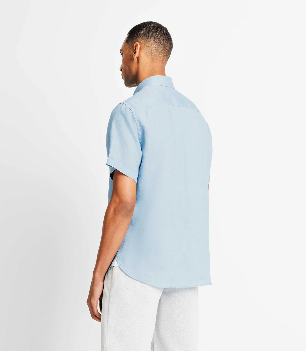 Chemise casual en lin indigo