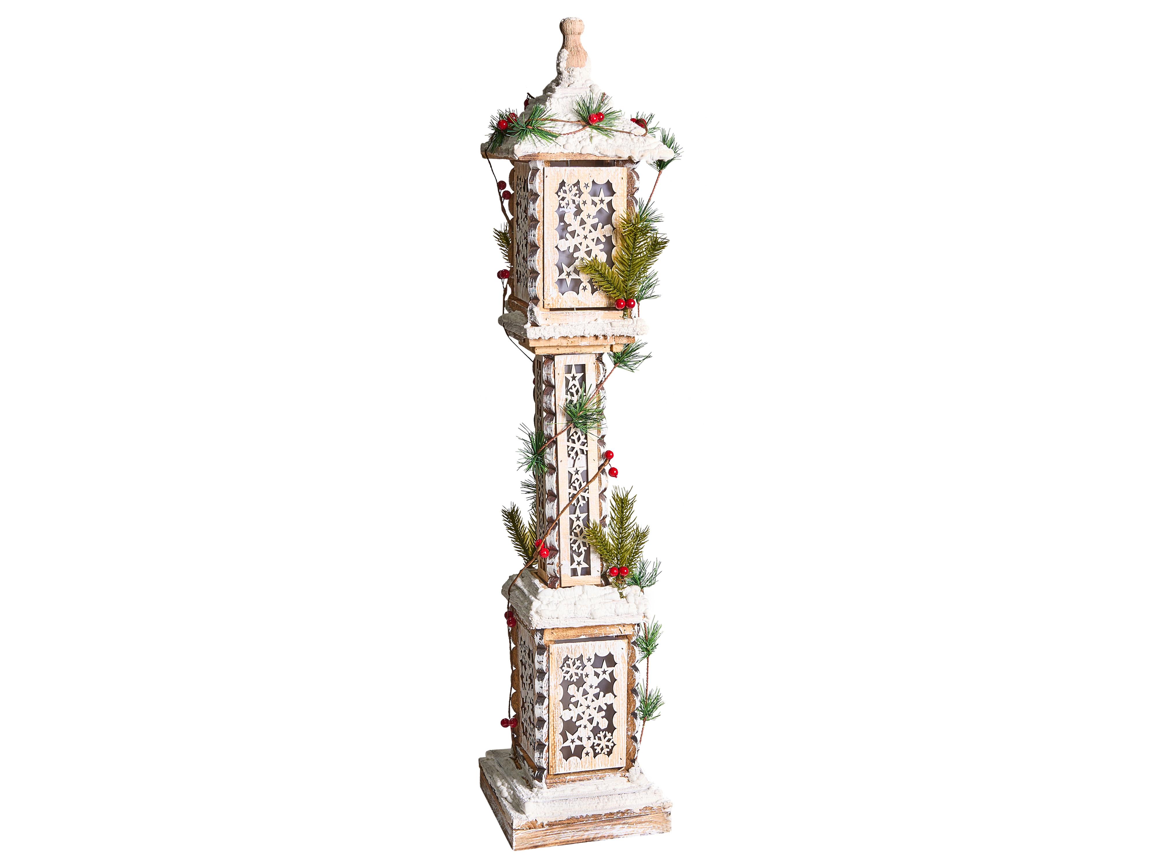 Kerstdecoratie LED LENTIRA Kerstlantaarnpaal 80 cm Lichtbruin