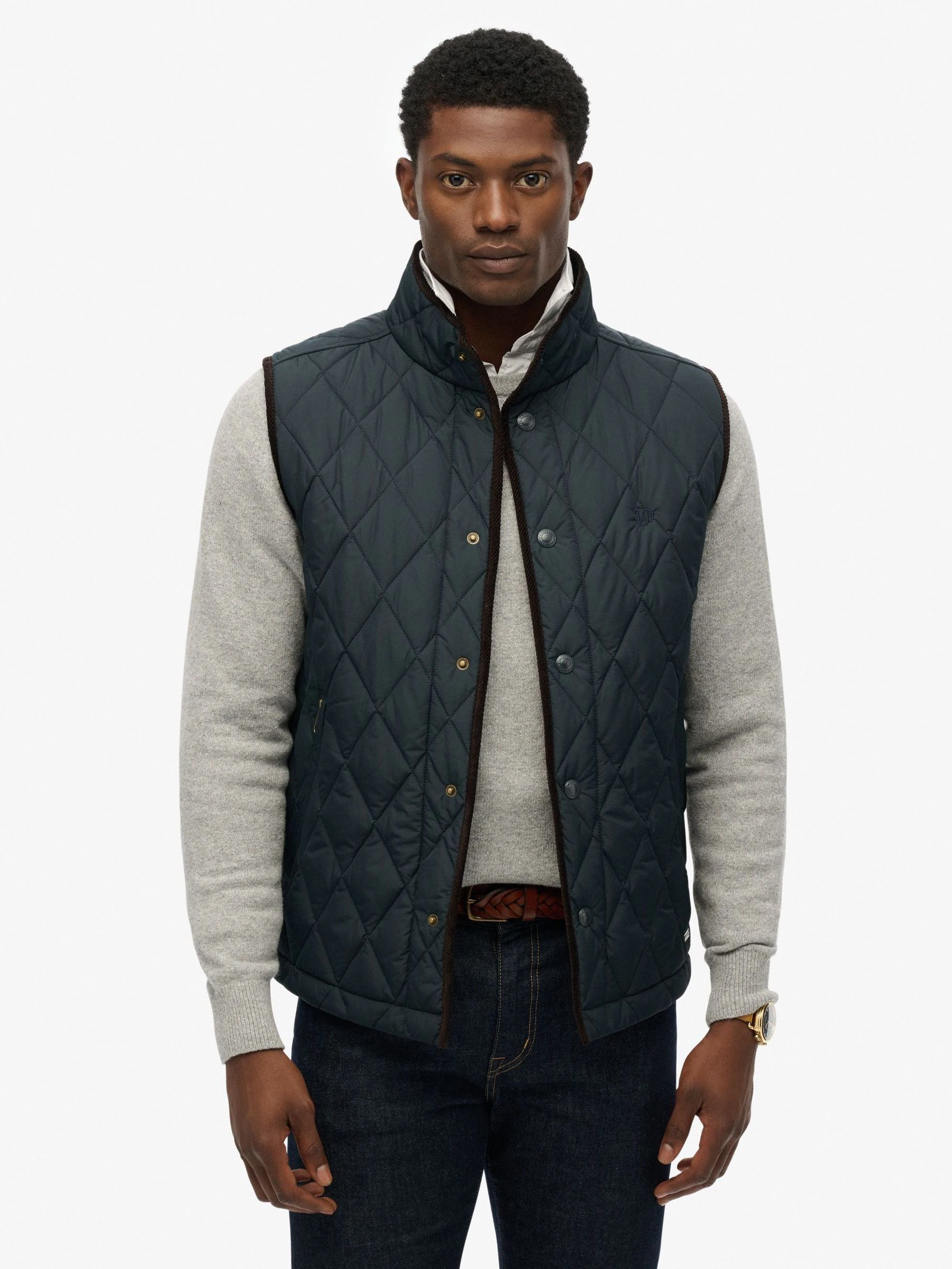 Blauw - Superdry Quilted Estate Gilet