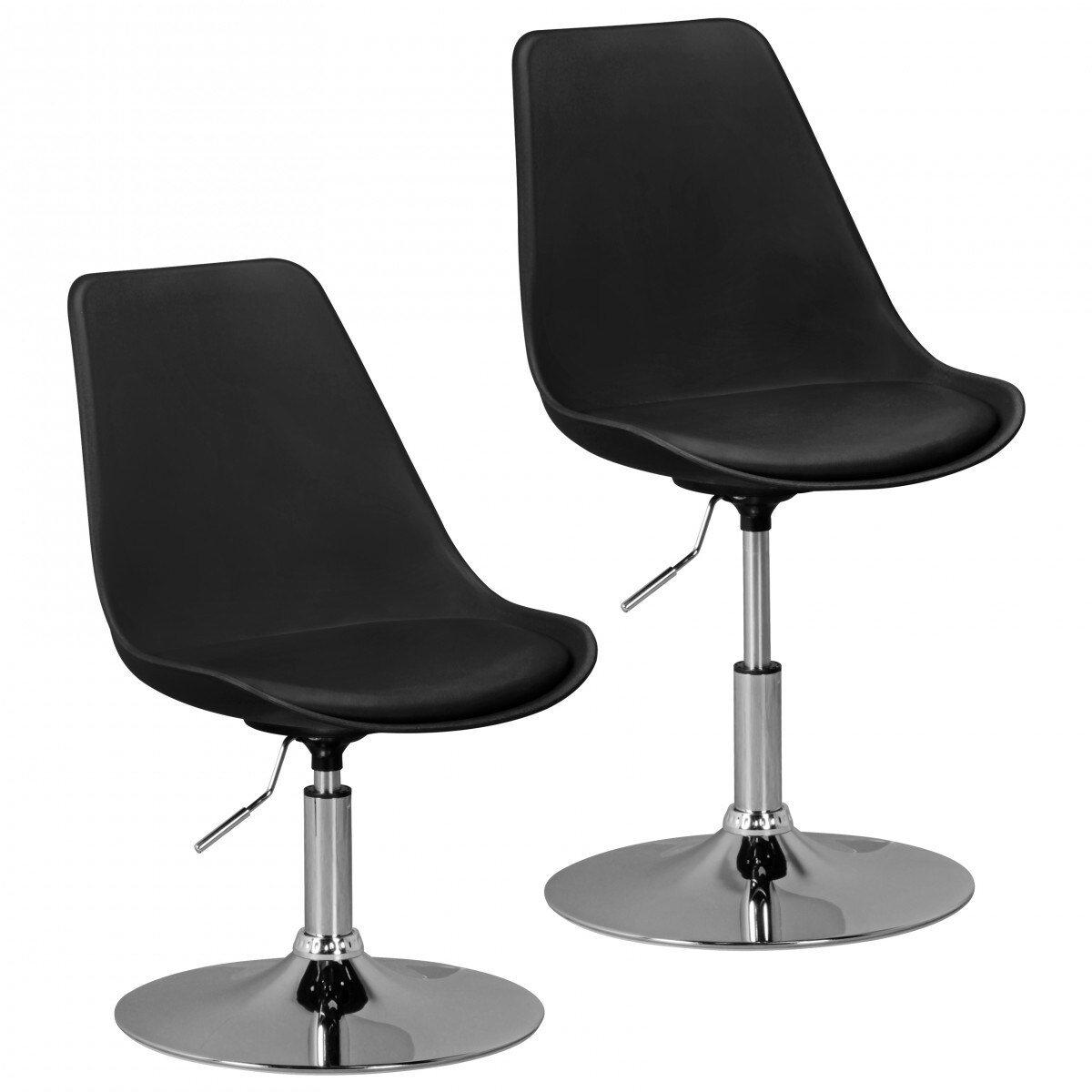 KADIMA DESIGN Trompetenstuhl mit Kunstlederbezug, drehbar, 110 kg Belastbarkeit, chrom-finish Metallkonstruktion