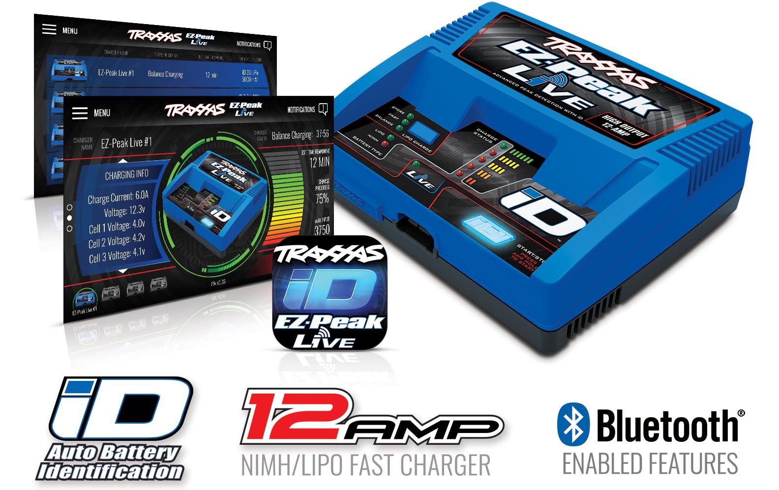 Ladegerät EZ-Peak Live 12 A 2-4S<br>12-Ampere-Schnellladegerät für Traxxas NiMH- und LiPo-Akkus bis 4S