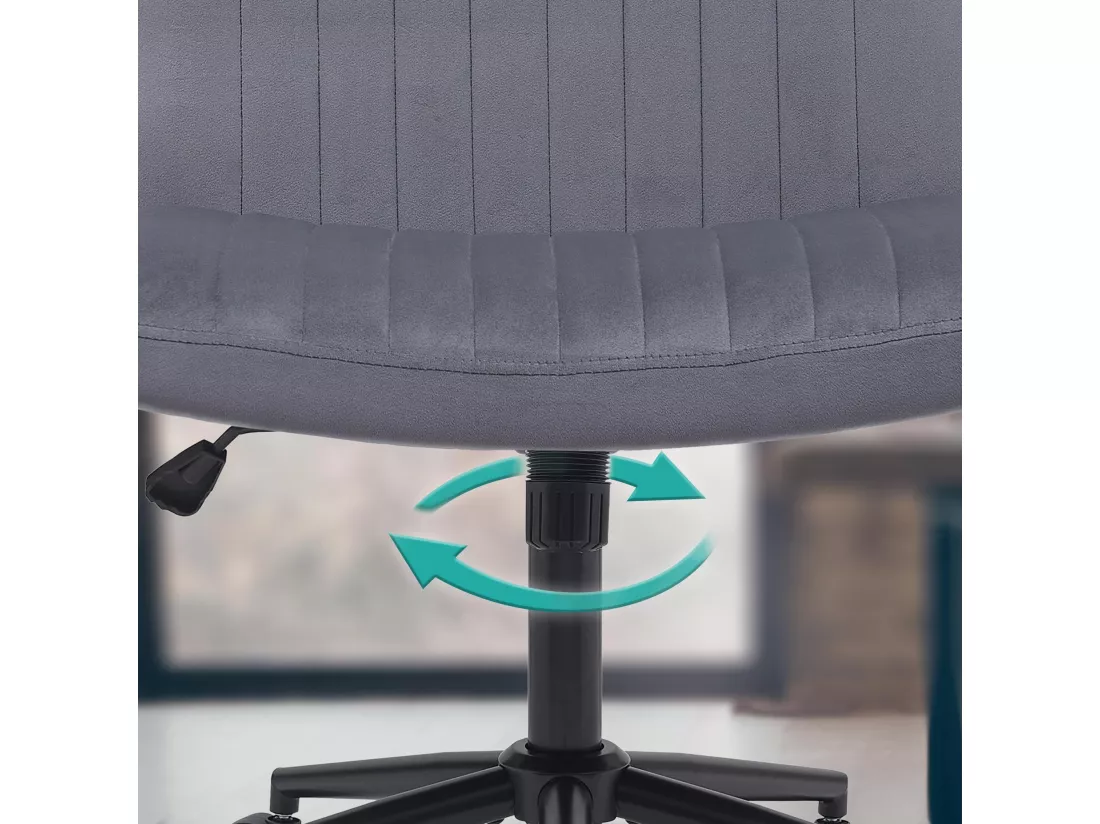 Chaise de bureau - Velours - Gris foncé - Kingman