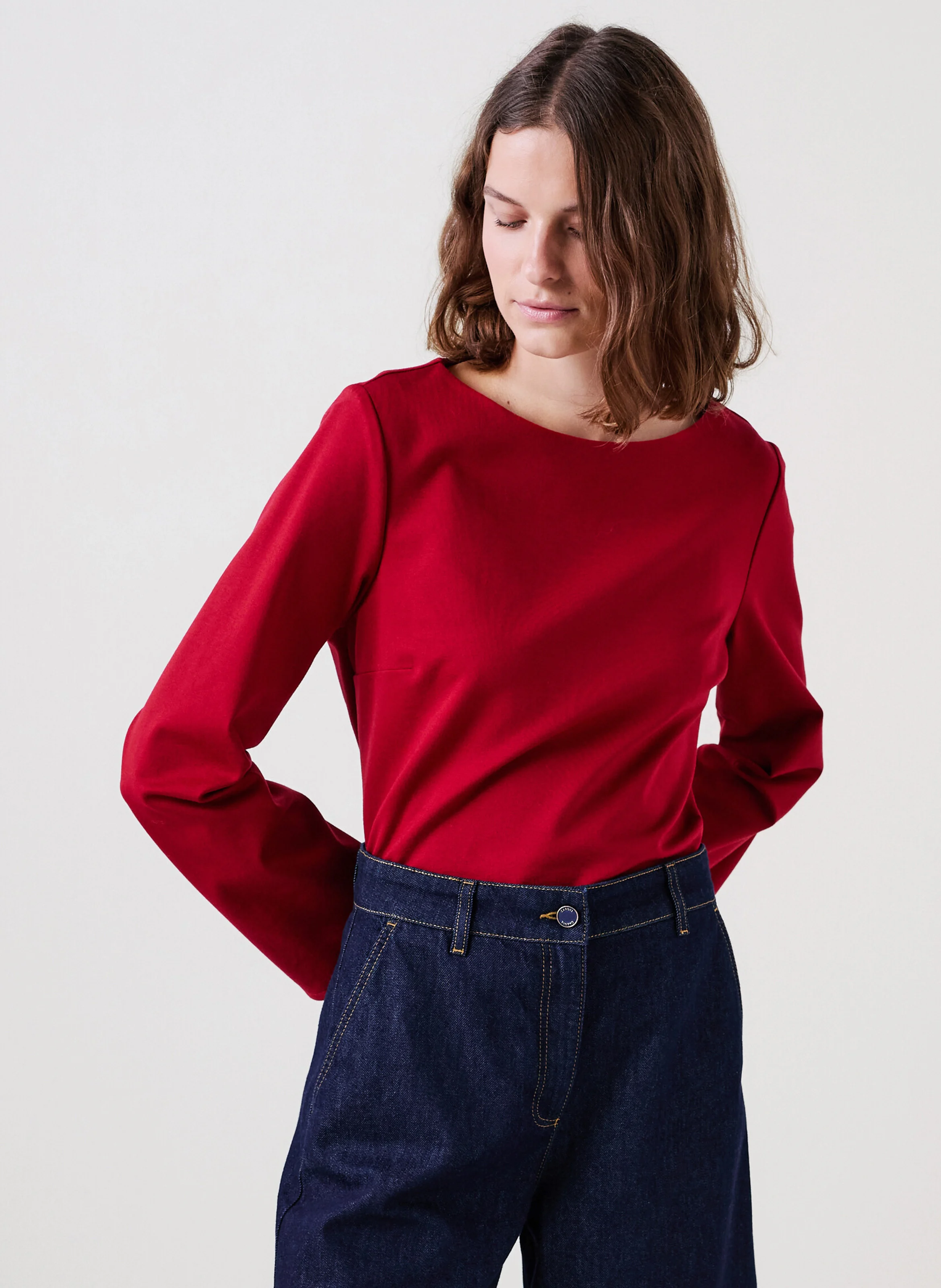 CARMIN - Blouse col rond| Rouge