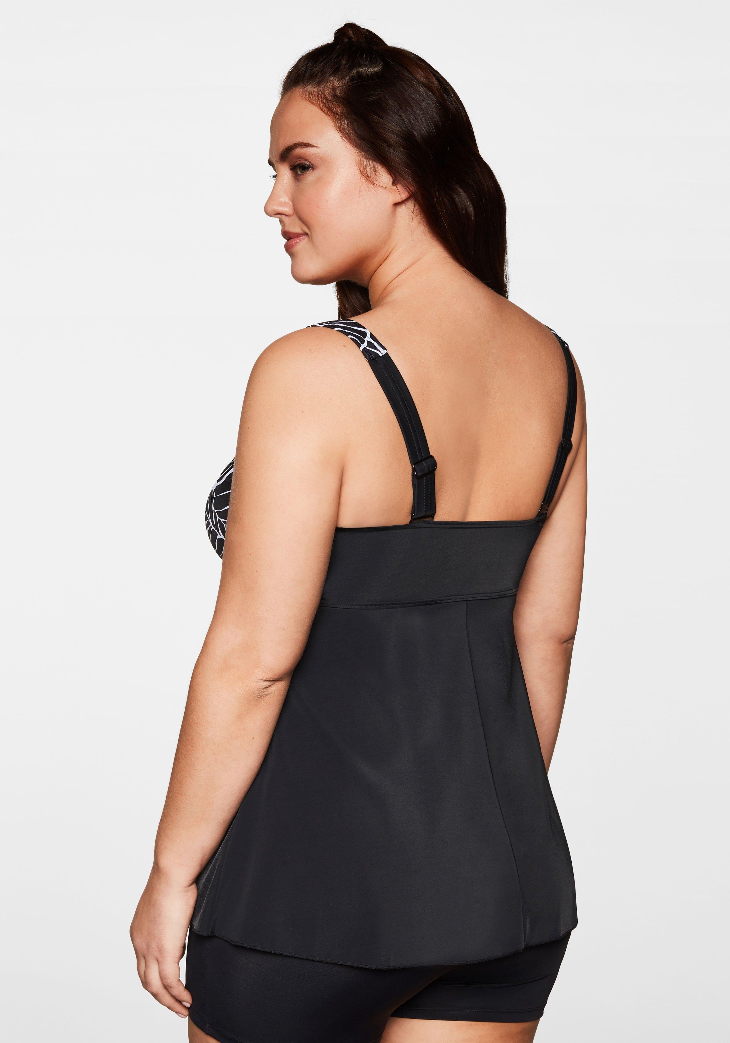 Tankini Top mit V-Ausschnitt, figurumspielend