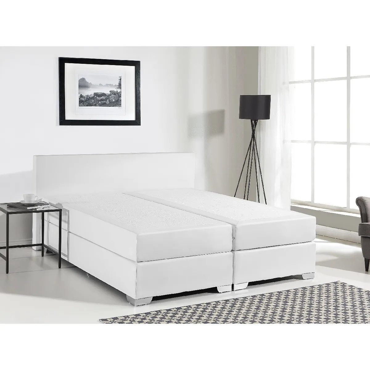 Beliani Boxspring PRESIDENT 140 x 200 - Cuir PU Blanc