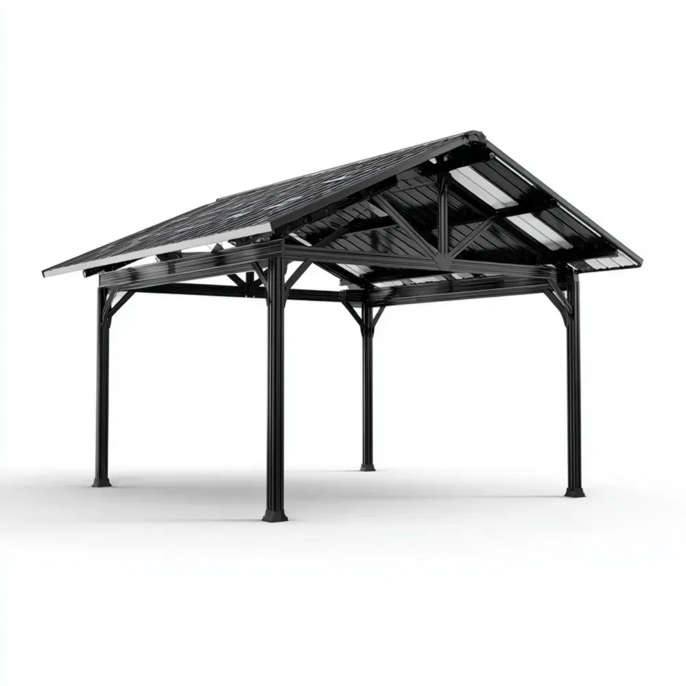 Metall-Gartenpavillon mit Polycarbonatdach 300x400x250 cm - Schwarz