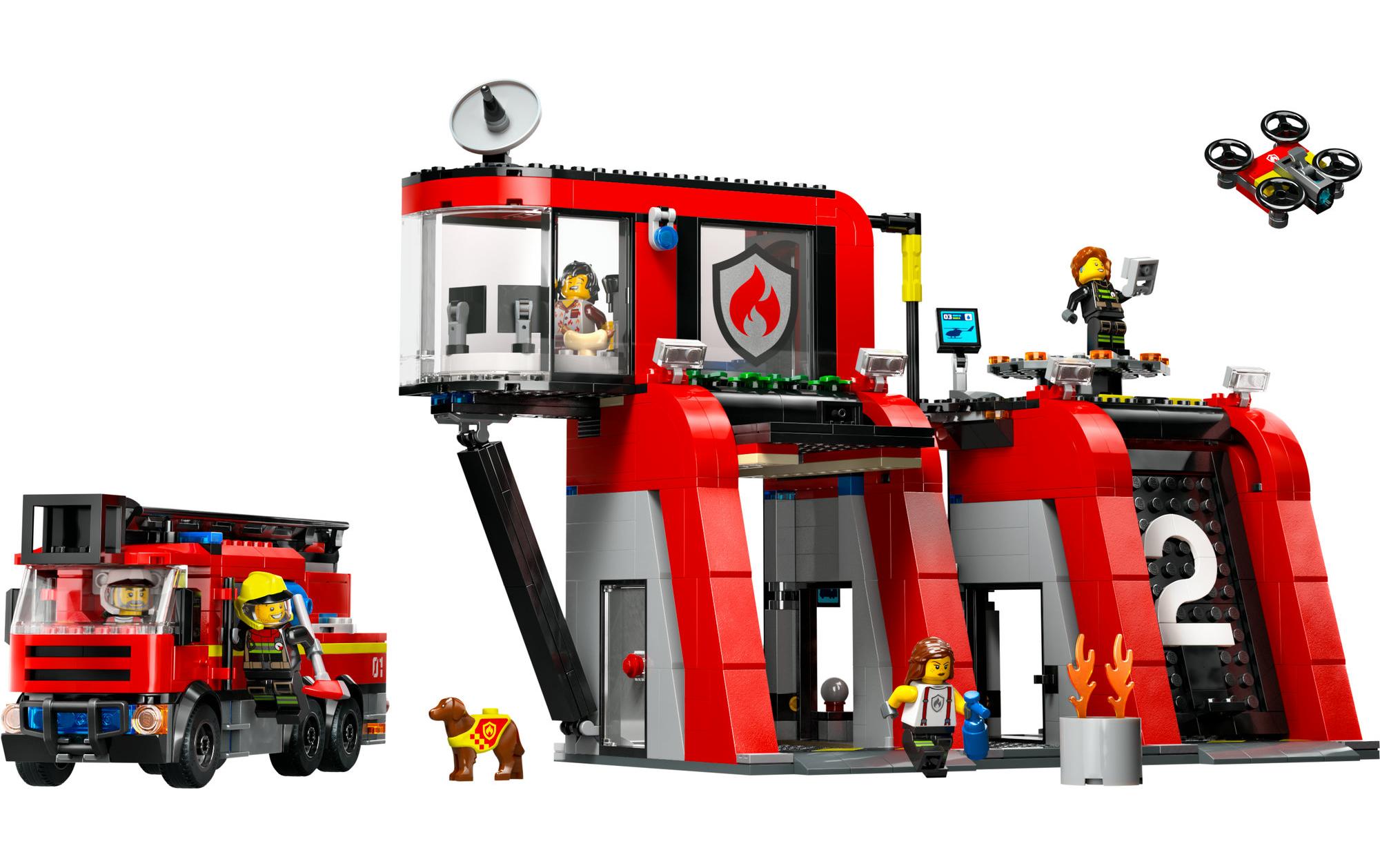 City Feuerwehrstation mit Drehleiterfahrzeug 60414Feuerwehr-Spielset
