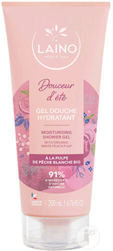 Laino Gel Douche Hydratant À La Pulpe De Pêche Blanche Bio Tube 200ml