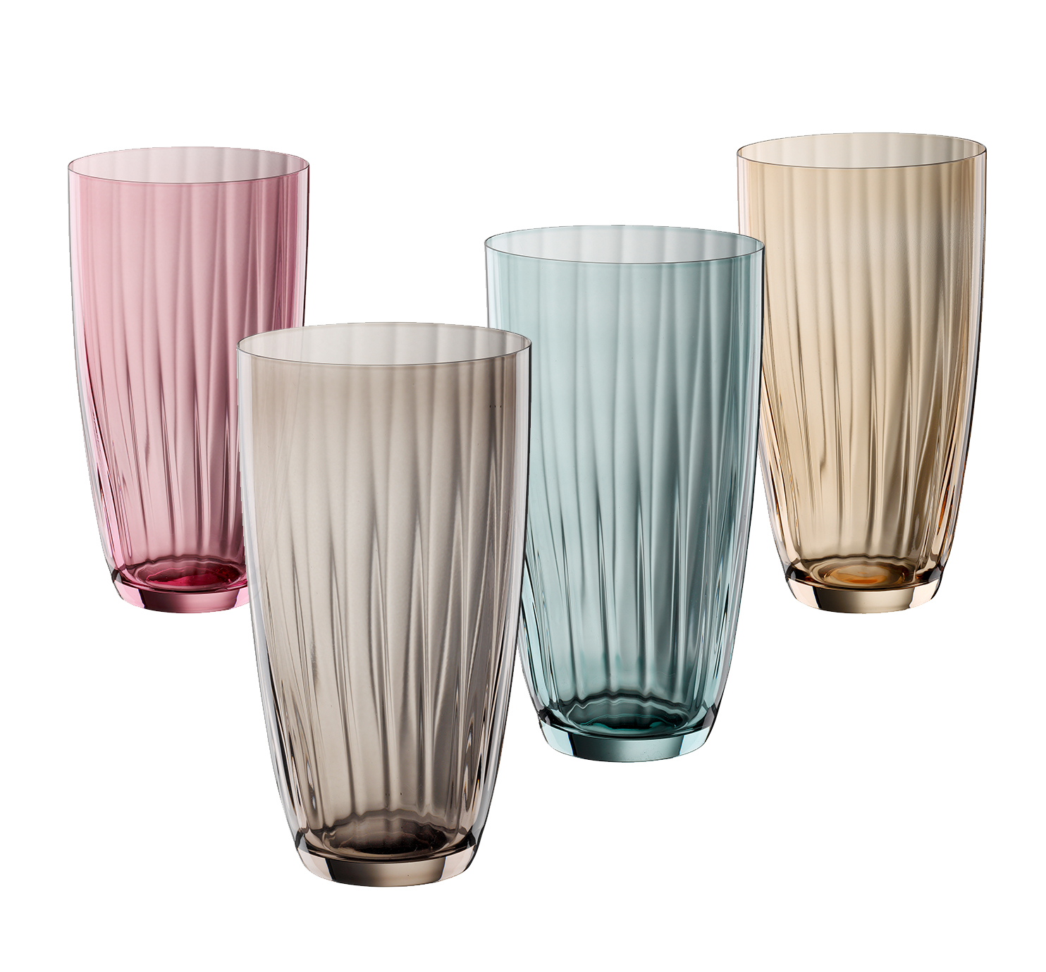4er-Set Longdrinkgläser - multicolor - Kristallglas - 350 ml